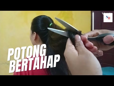 potong rambut tebal bertahap 5 cm dahulu